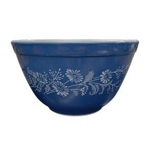 PYREX 401 Blue/White Colonial Mist Milk Glass Mixing Bowl Stackable